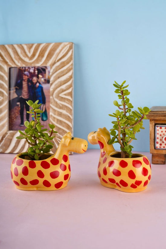 giraffe table planter made by ceramic