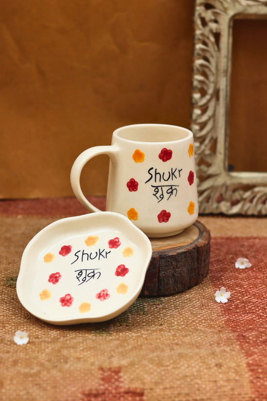 handmade Shukr Mug & Handmade dessert Plate