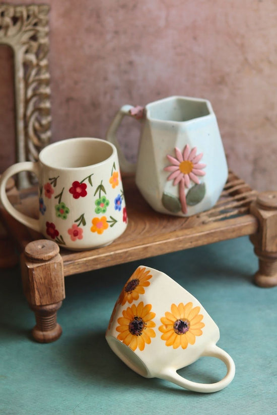 Set of 3 - Floral Flirt Mugs made by ceramic