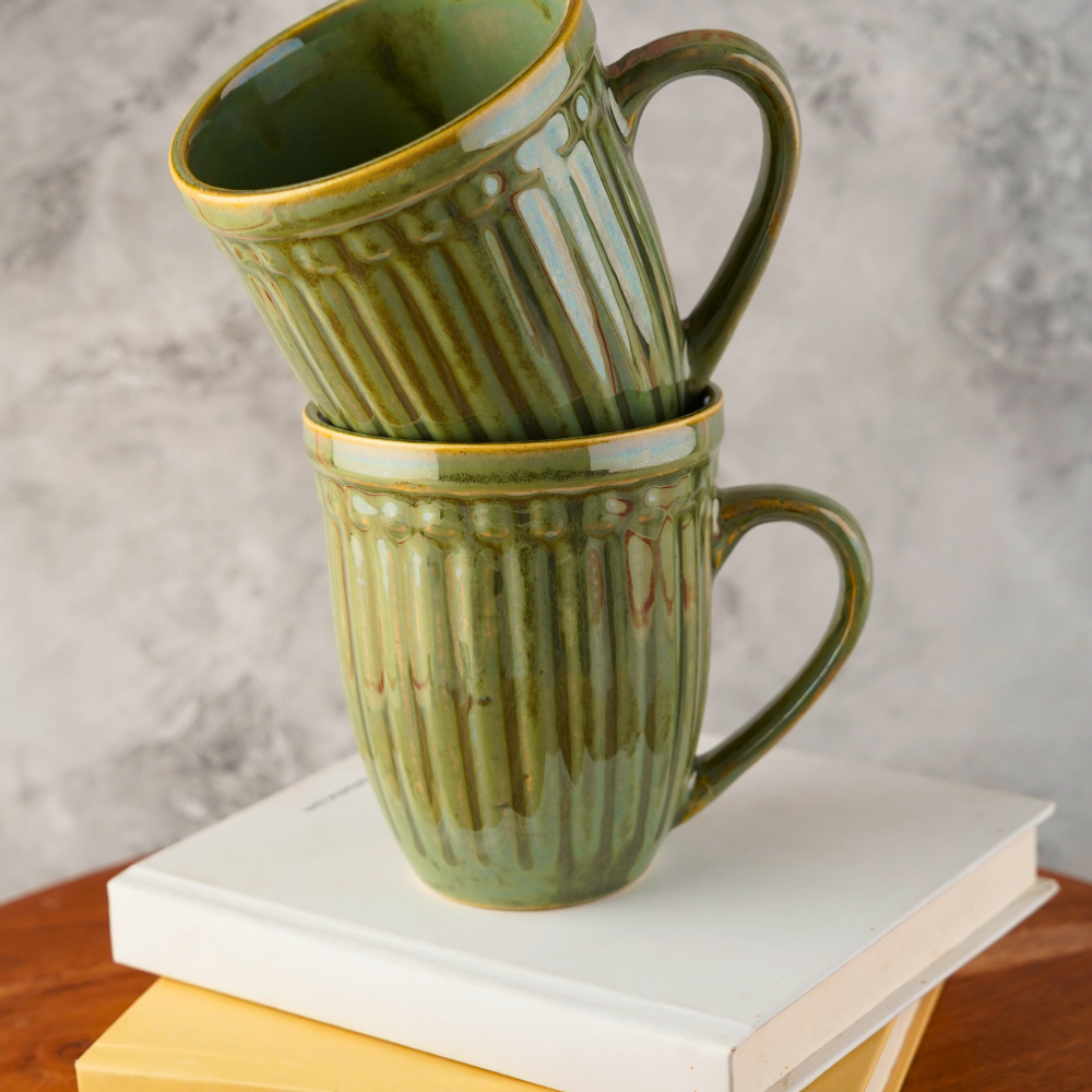 moss green vintage mug handmade in india 