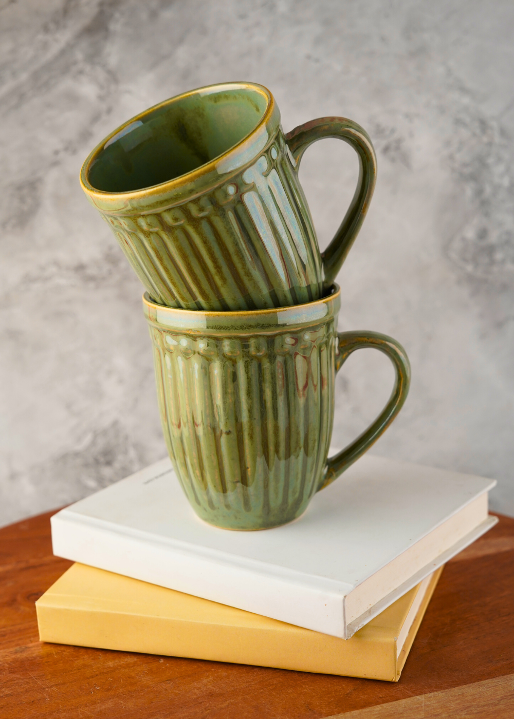 moss green vintage mug handmade in india 