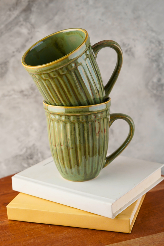 moss green vintage mug handmade in india 