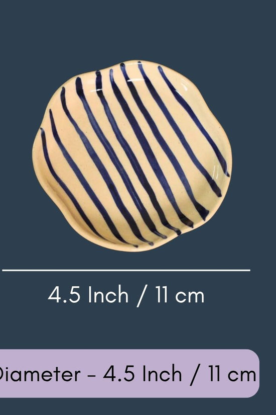 Blue Lined - Handmade Dessert Plate