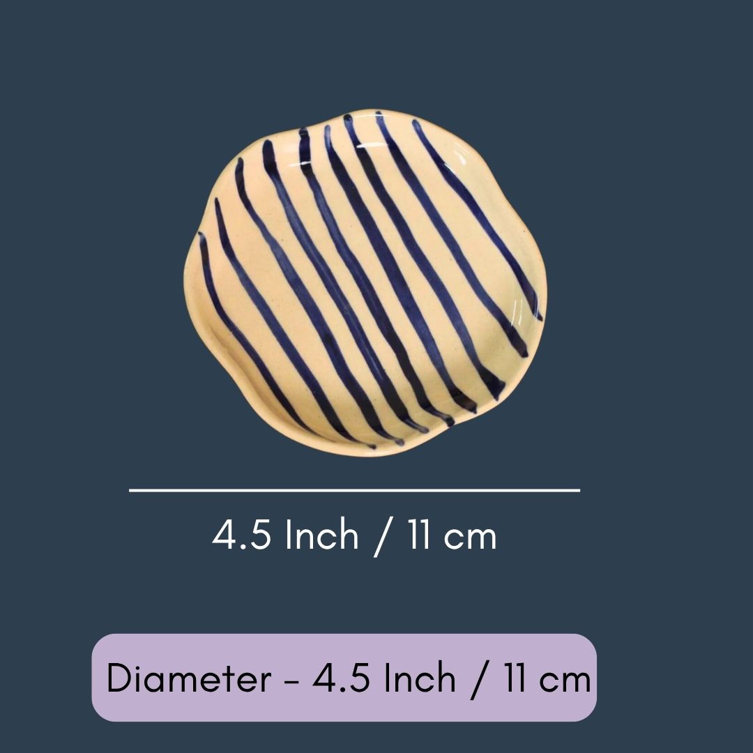 Blue Lined - Handmade Dessert Plate