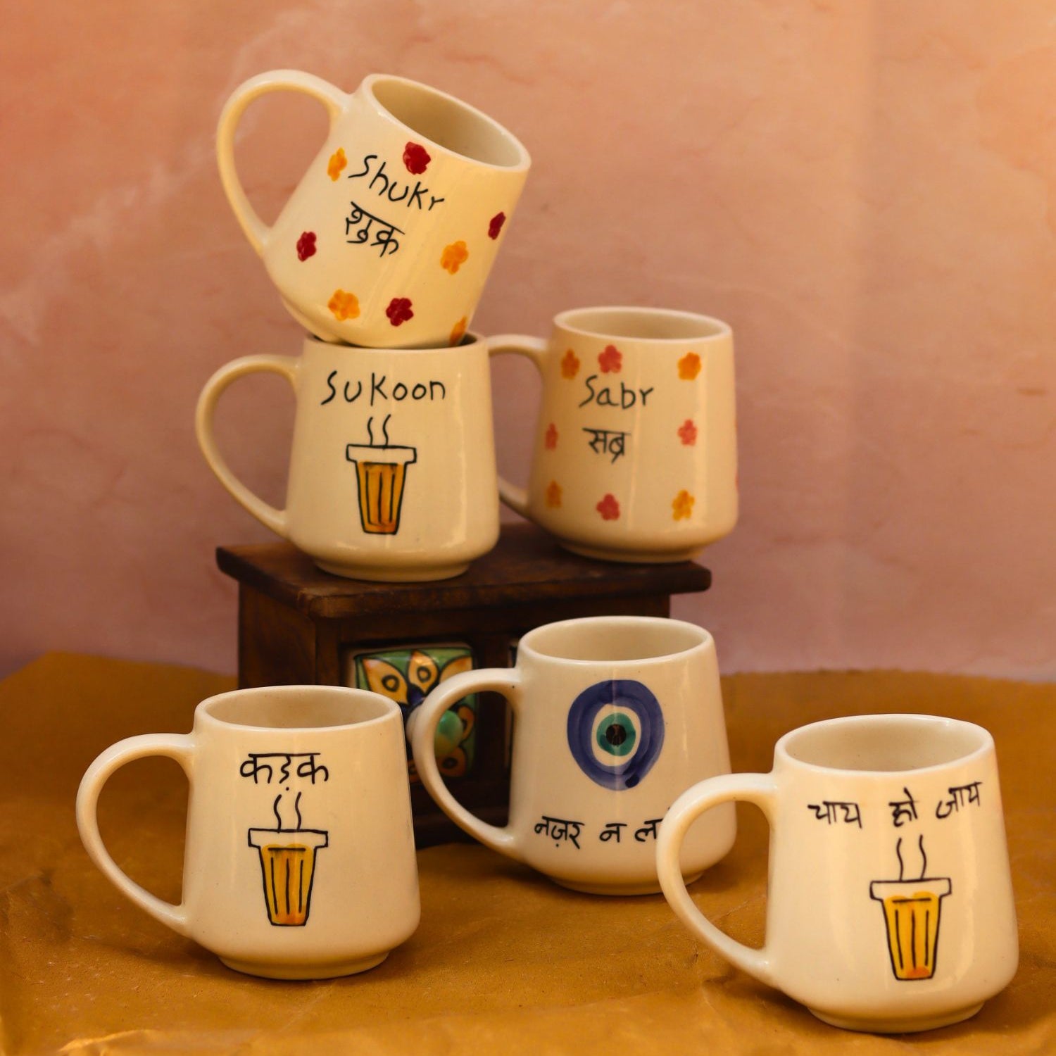 Set of 6 Statement Sip mugs combo (for the price of 5) made by ceramic