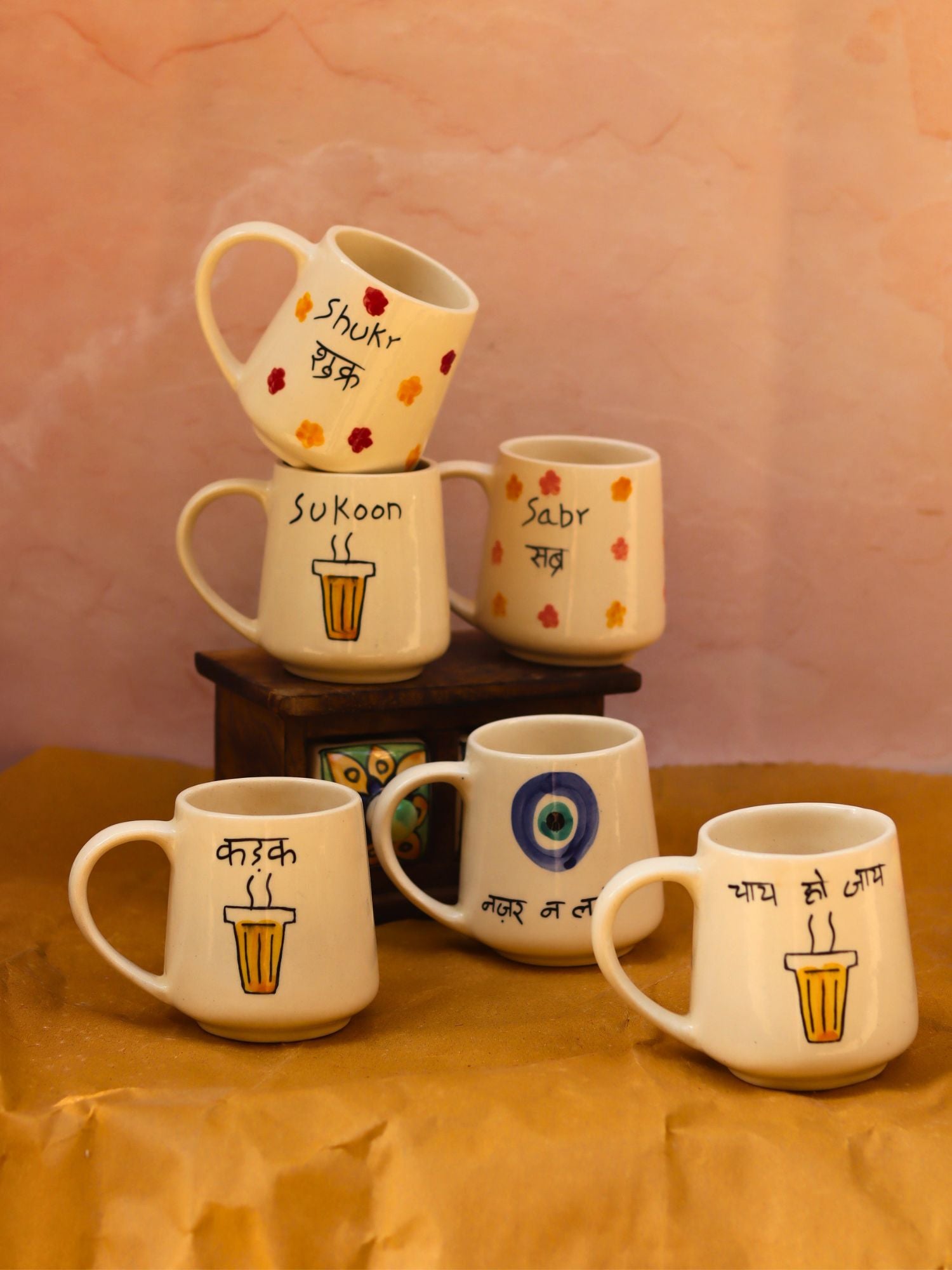 Set of 6 Statement Sip mugs combo (for the price of 5) made by ceramic