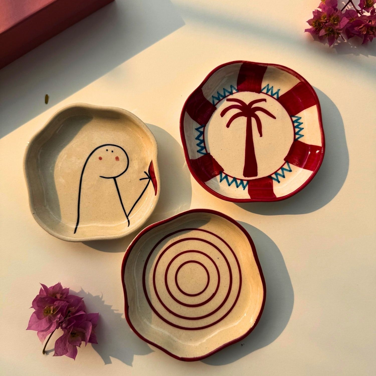 handmade Set of 3 - Treat time dessert plates combo