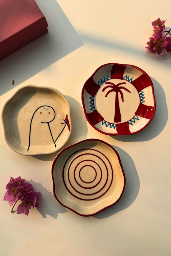 handmade Set of 3 - Treat time dessert plates combo