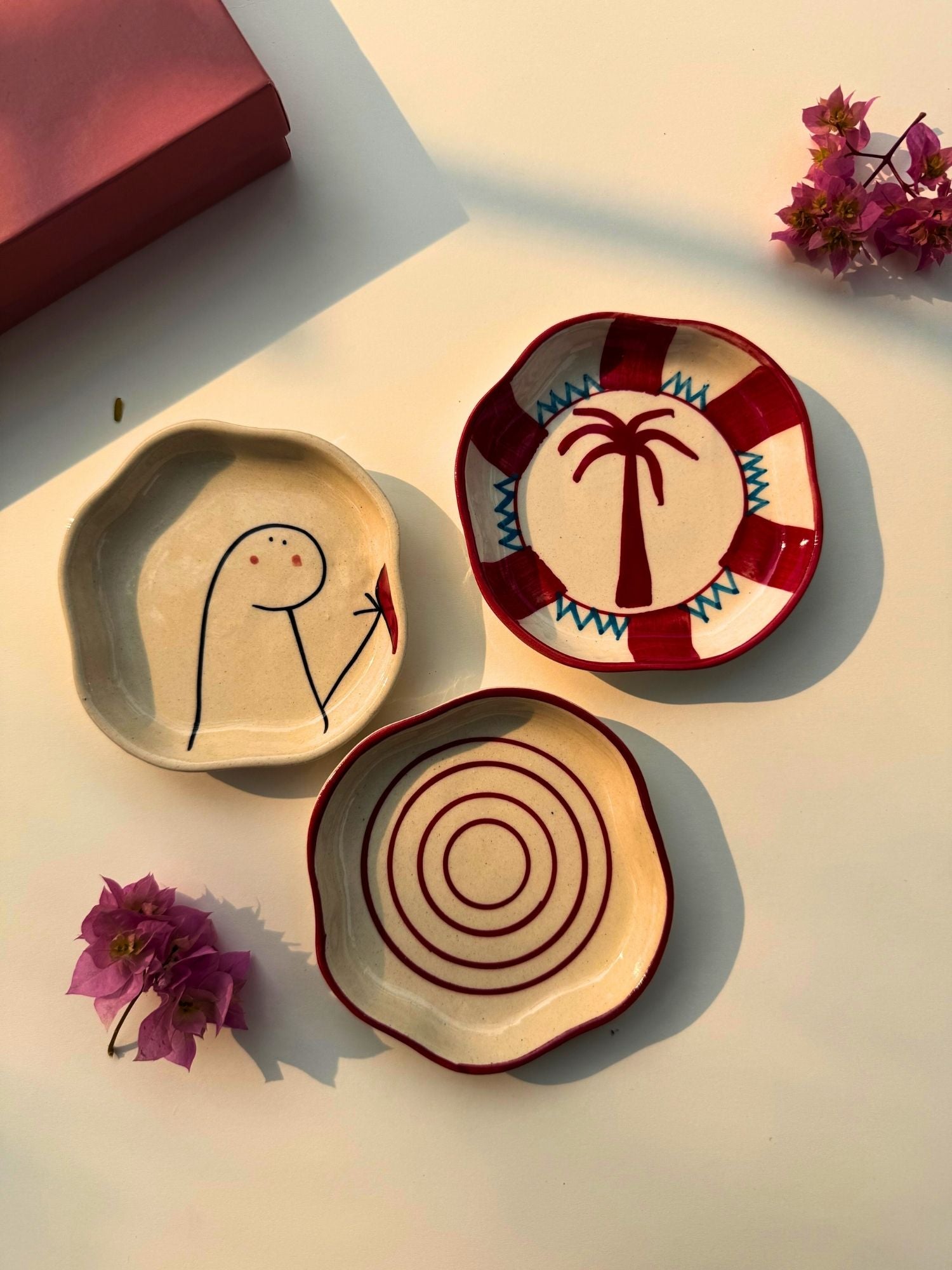 handmade Set of 3 - Treat time dessert plates combo