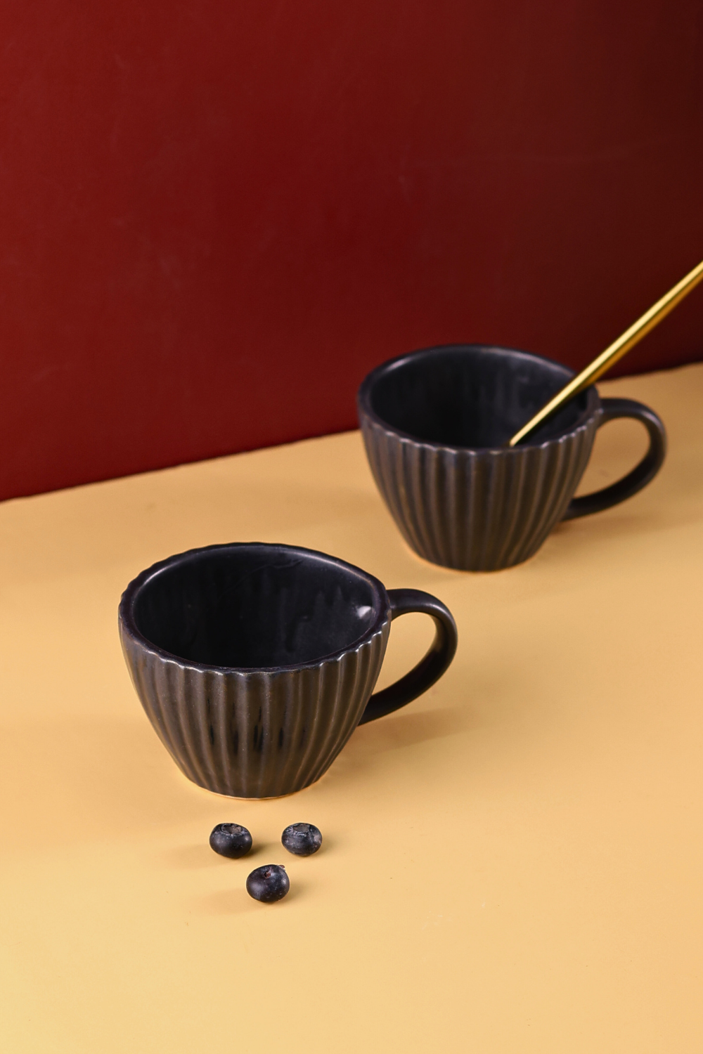 black striped coffee mug