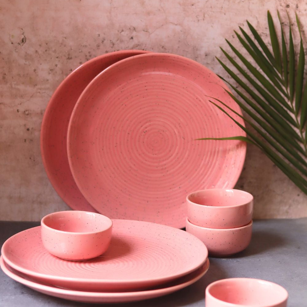 Handmade Set of 8 - Rosy Pink Dinner Set