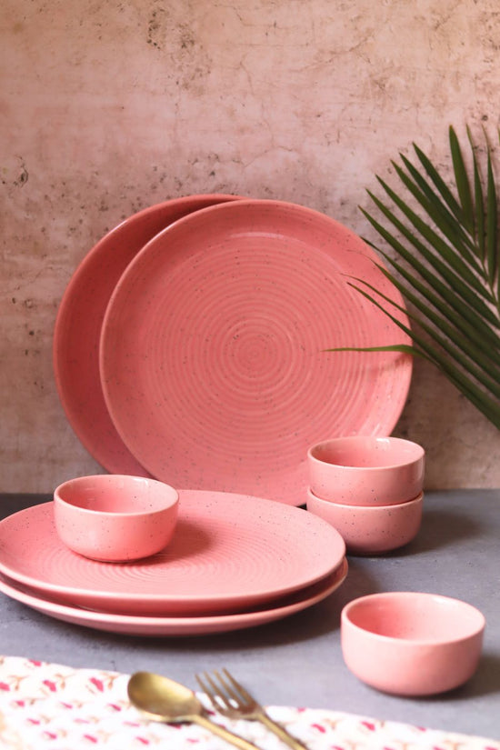 Handmade Set of 8 - Rosy Pink Dinner Set