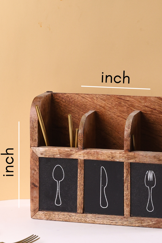 Handmade wooden cutlery holder height & breadth