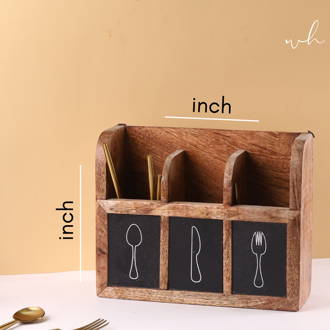 Handmade wooden cutlery holder height & breadth