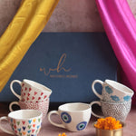 Set of 6 Polka & Heart Bliss Mugs (for the price of 5) Diwali Gift Box premium quality diwali gift hamper