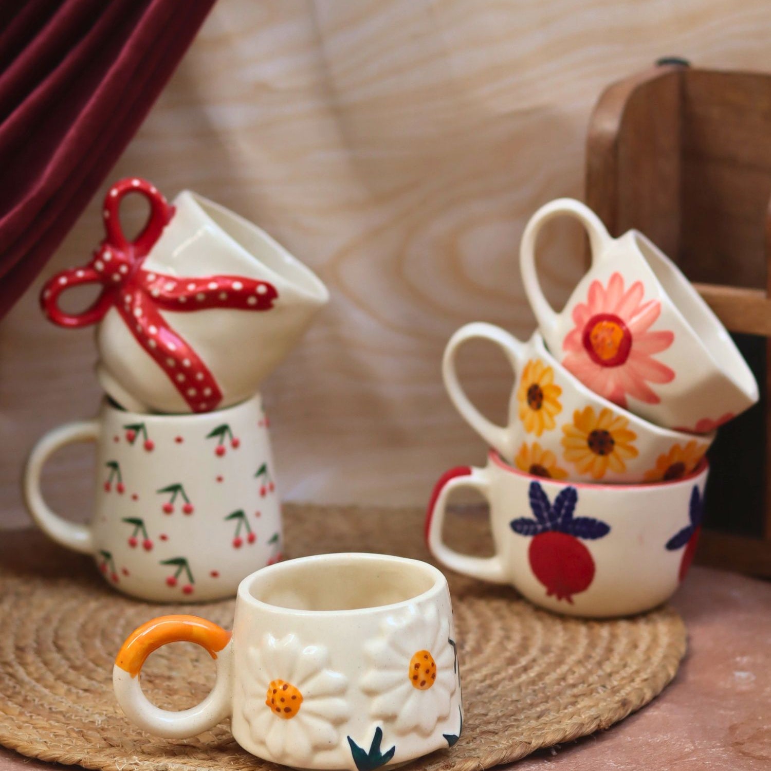 Set of 6 Blissful Brew Mugs (for the price of 5) made by ceramic