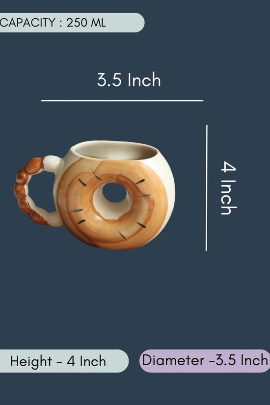 Donut Mug - Brown with size & Measurement