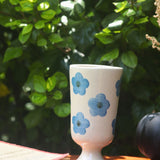 Blue Floral Wine Glass handmade in india