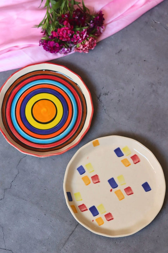 Rainbow swirl & Crayon Snack Plate handmade in india