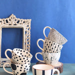 Set of 6 [Black&White] Handmade Mugs (For the price of 5) made by ceramic