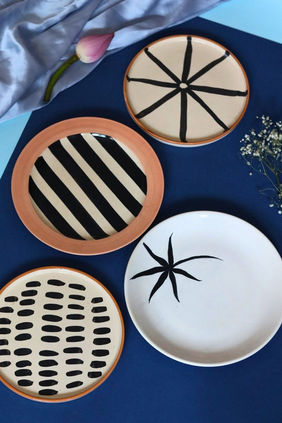 Handmade Set of 4 - Elegant Plates & Platter
