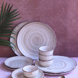 Set of 8 - Brown & White Dinner Set made by ceramic