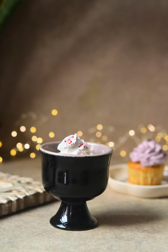 black ice cream goblet made by ceramic 
