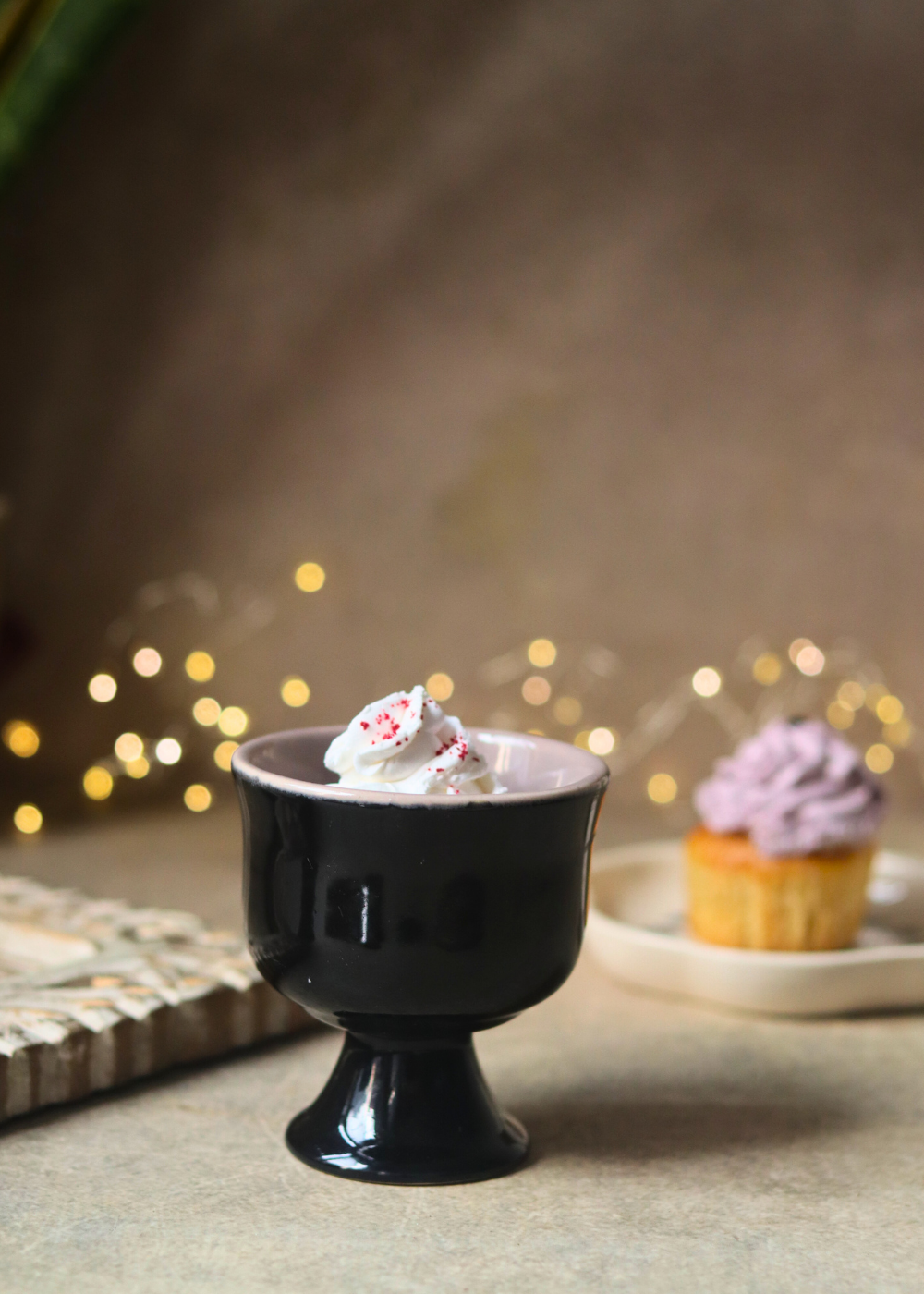 black ice cream goblet made by ceramic 
