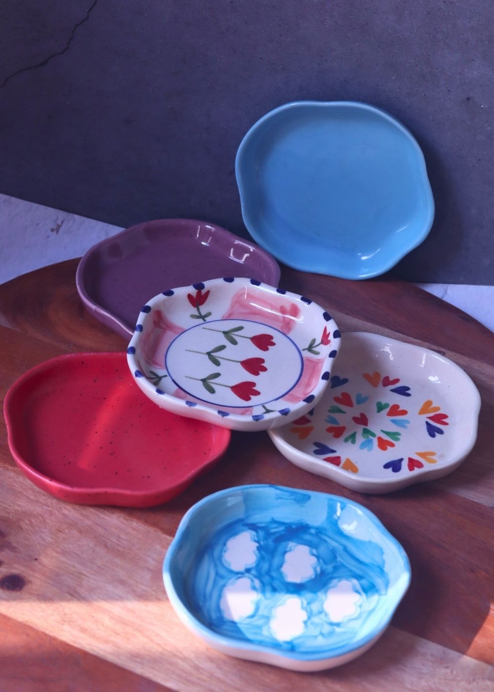 Set of 6 (colorful) handmade dessert plates (For the price of 5) with premium quality material