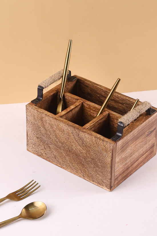 Wood Cutlery & Tissue Holder
