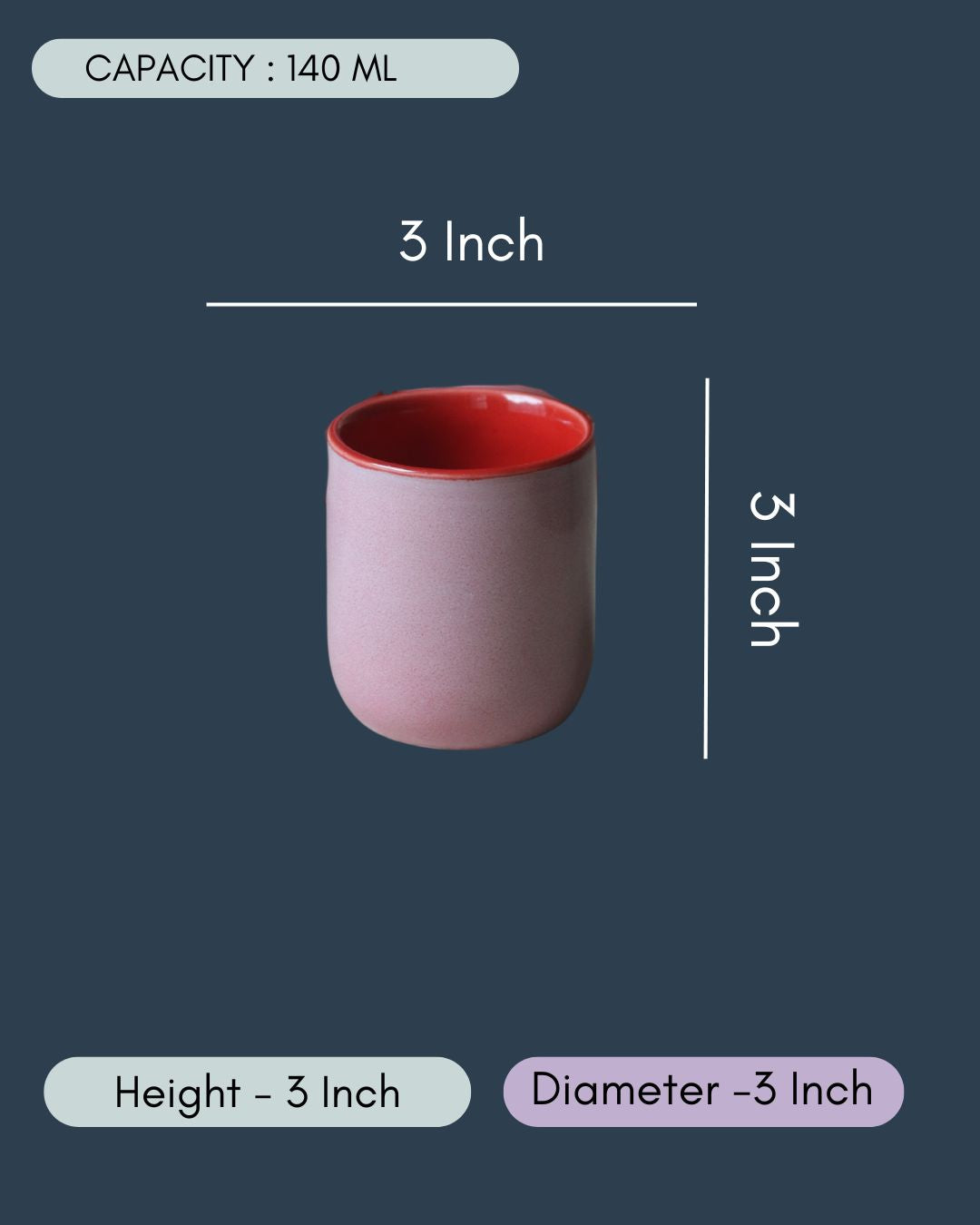 Solid Pink Kulhad - Set of 6
