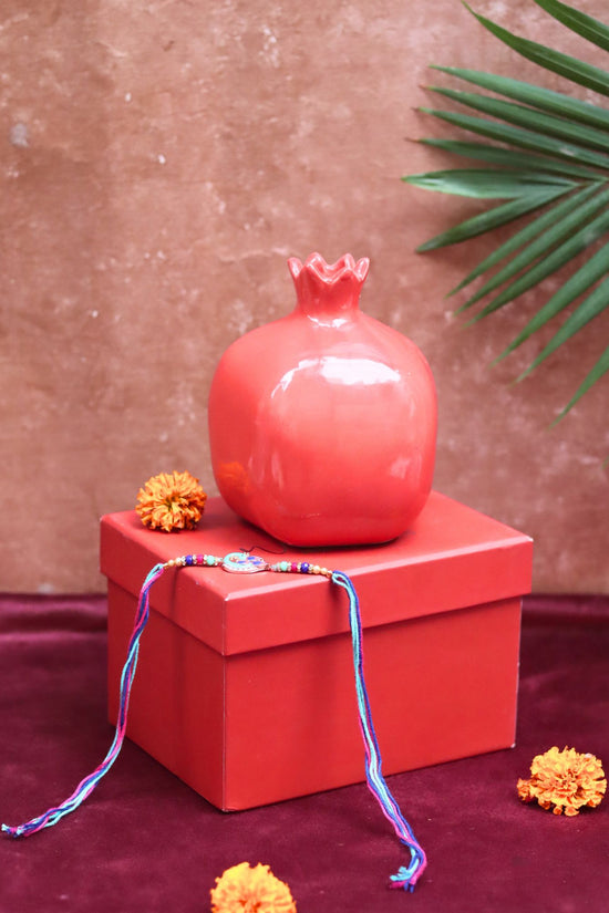 handmade lead free Red Anar vase rakhi Gift Box