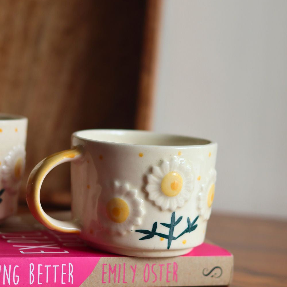 handmade sunflower bloom mug