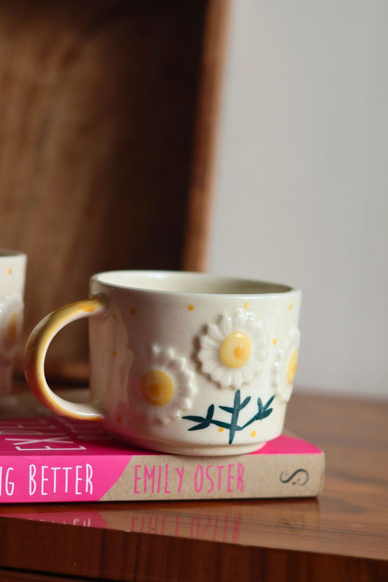 handmade sunflower bloom mug