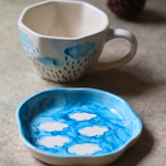 cloud mug & cloud dessert plate handmade in india 