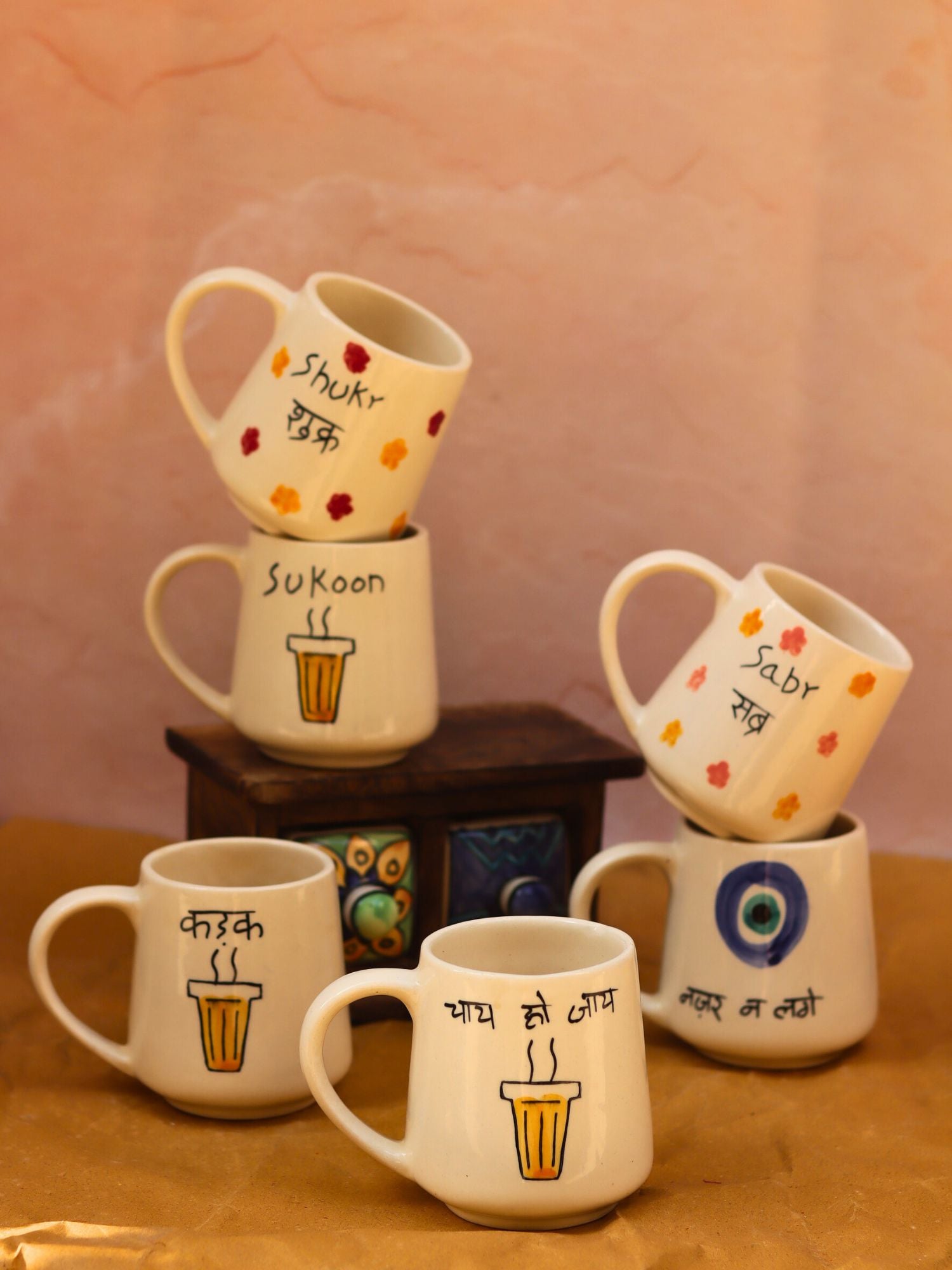 Handmade Set of 6 Statement Sip mugs combo (for the price of 5)