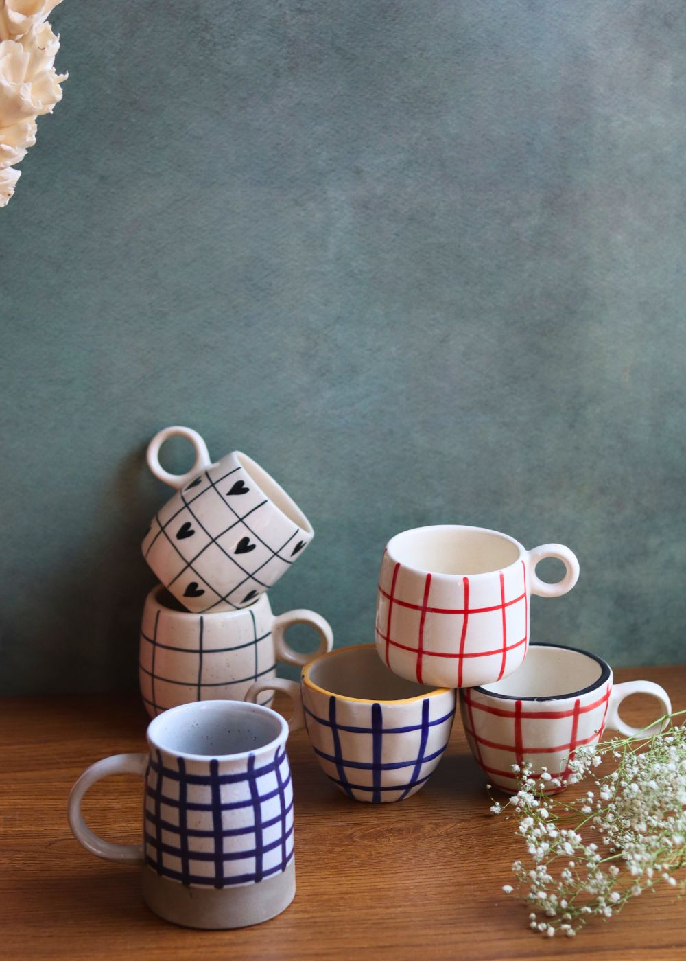 set of 6 chequered mug for the price of 5 combo