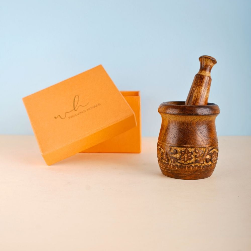 handmade mortar & pestle with gift box