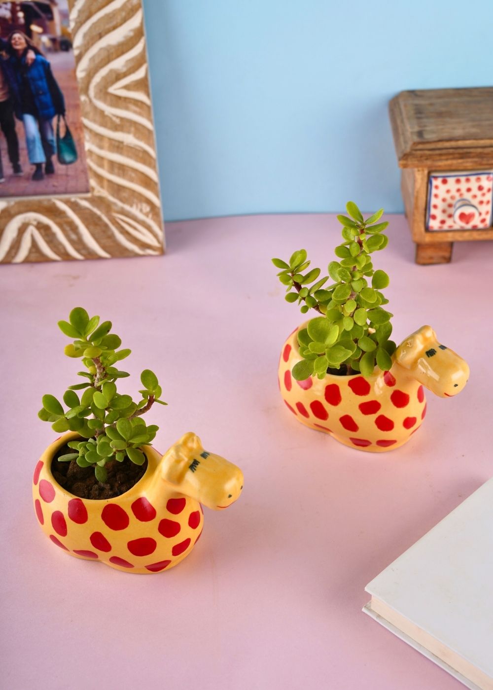 giraffe table planter with cute giraffe design