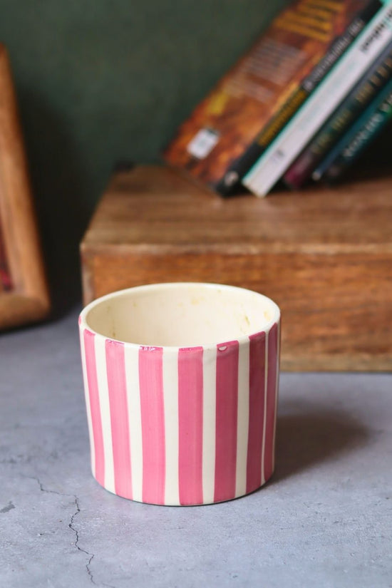 Striped Planter - Magenta handmade in India