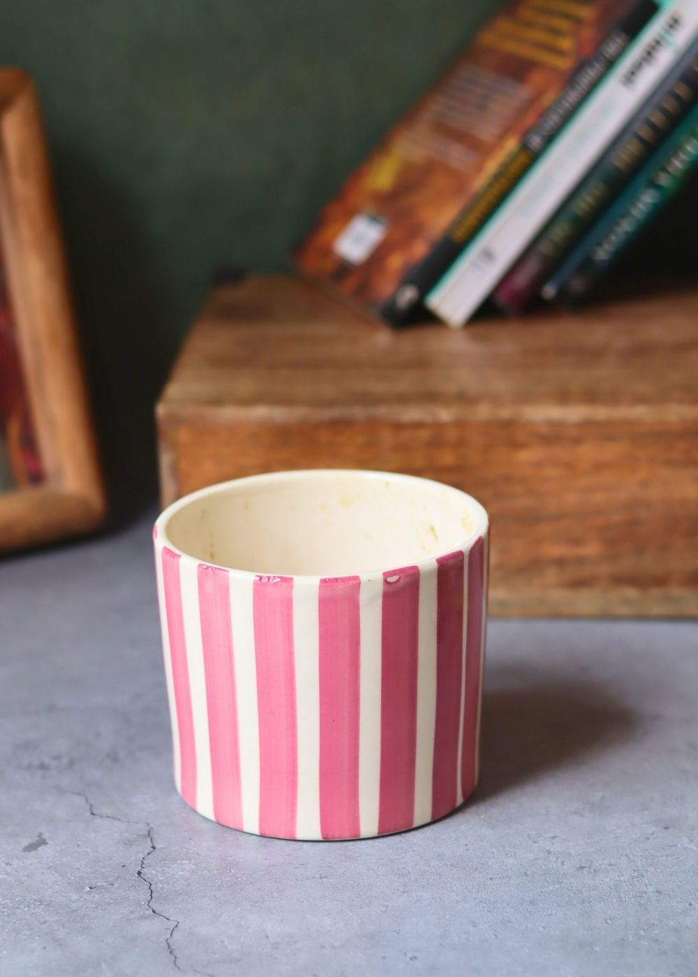 Striped Planter - Magenta handmade in India