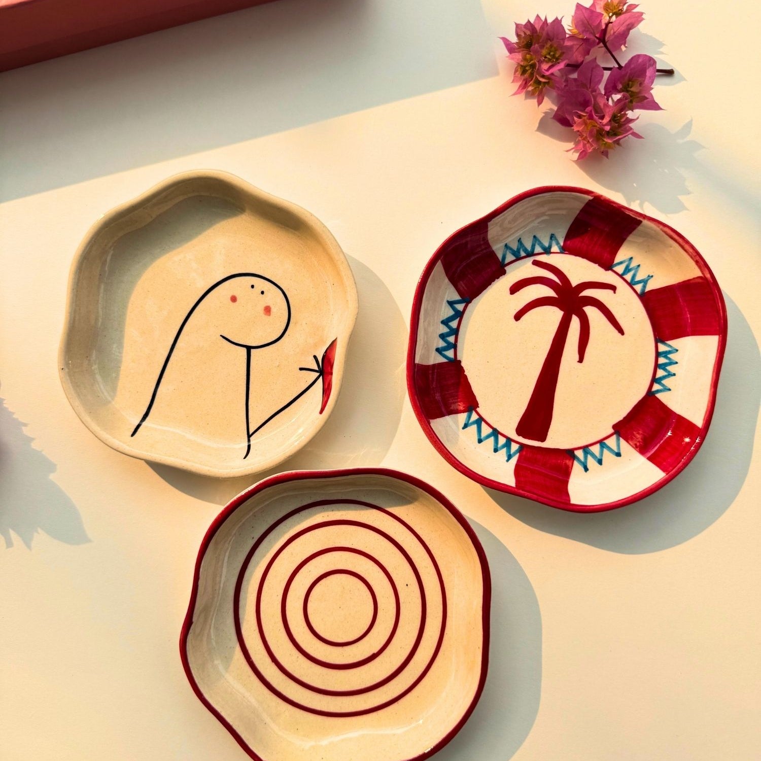 Set of 3 - Treat time dessert plates combo made by ceramic