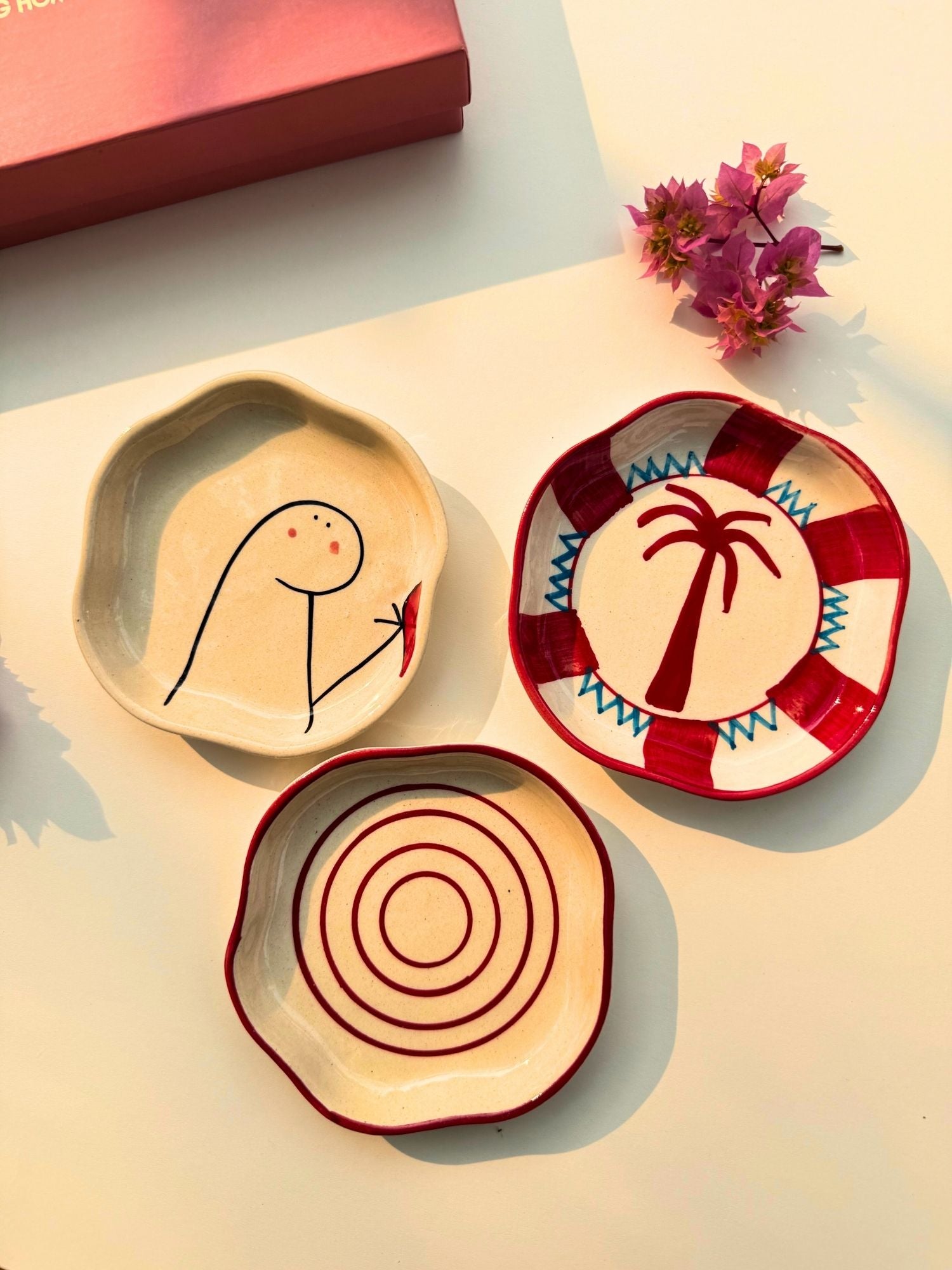 Set of 3 - Treat time dessert plates combo made by ceramic