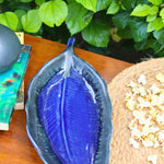 handmade royal Blue leaf platter 