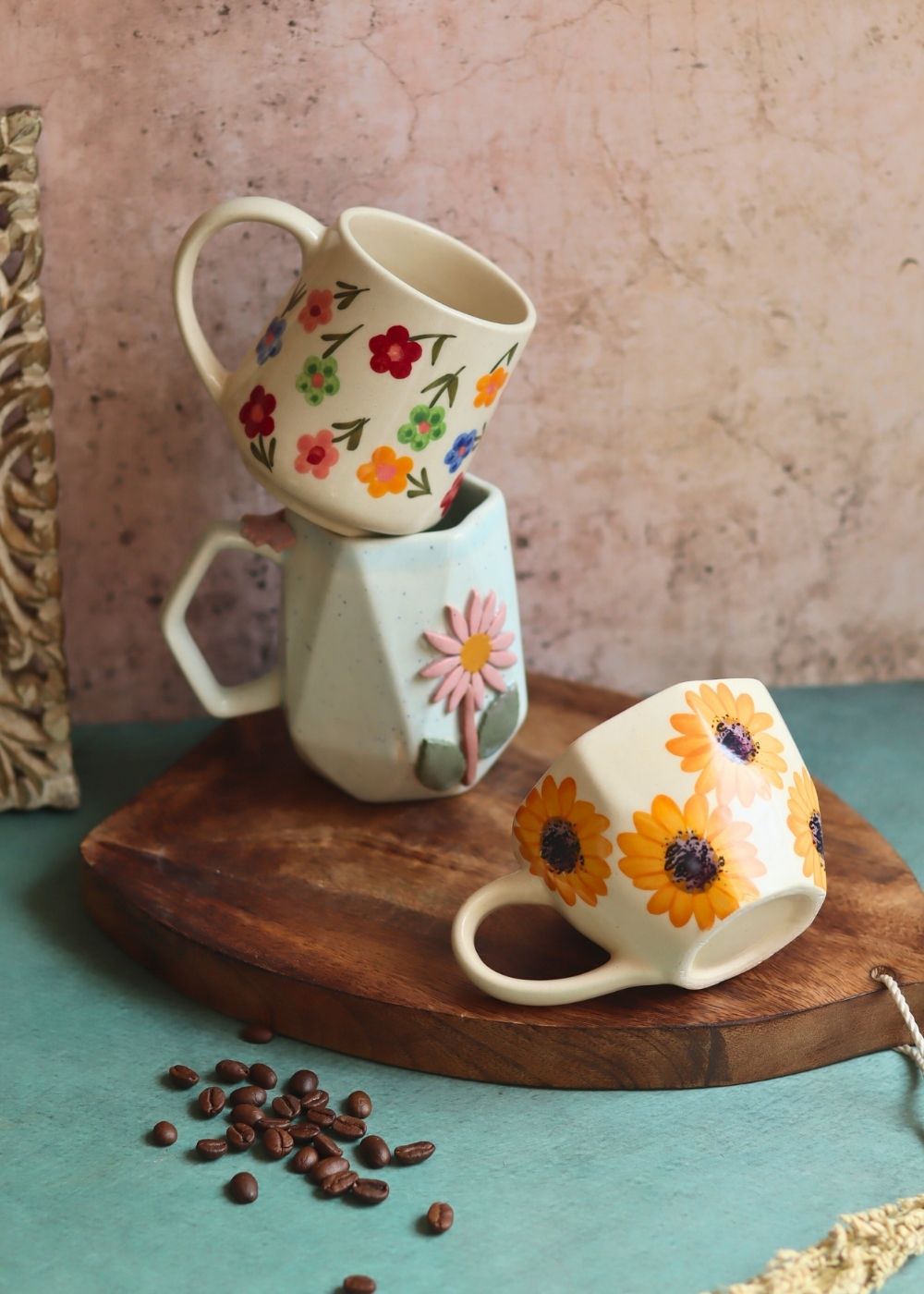 Set of 3 - Floral Flirt Mugs with premium quality material