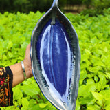 Royal Blue leaf platter handmade in india 