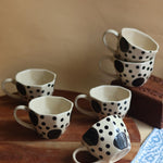 Big Black Polka Mug - Set of 6 handmade in india