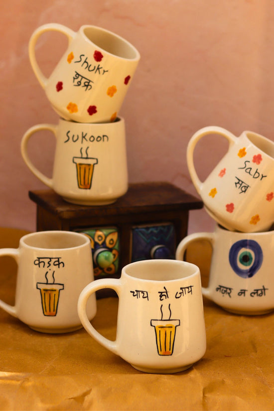 Set of 6 Statement Sip mugs combo (for the price of 5) handmade in India