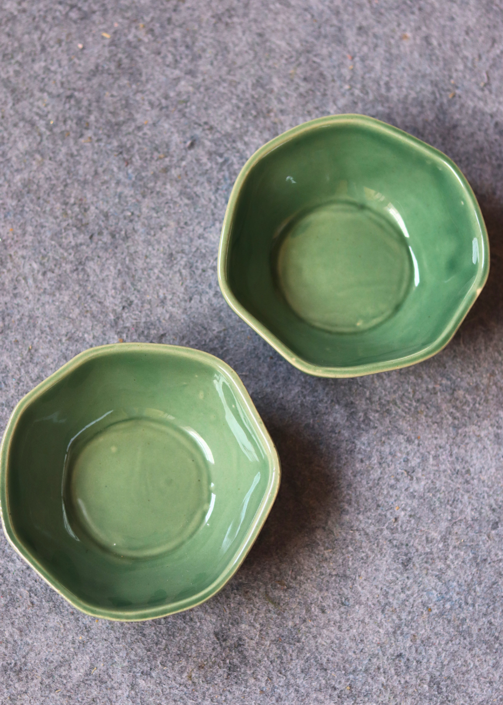 Handmade ceramic sea green nut bowls