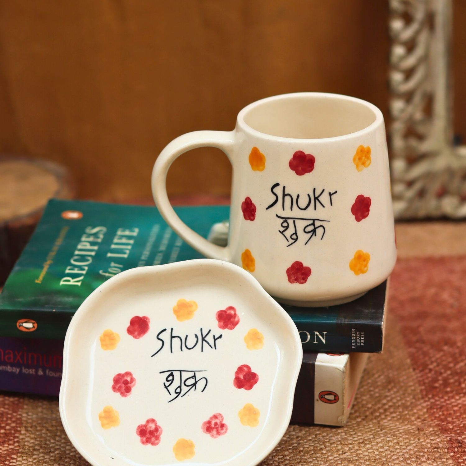 lead free Shukr Mug & Handmade dessert Plate